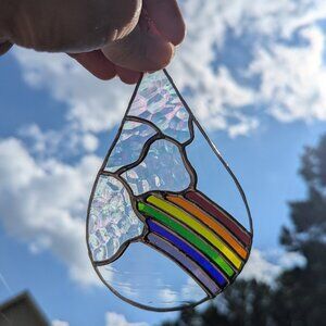 SOLD - Stained Glass Rainbow Droplet